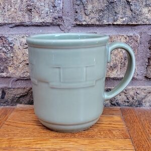 Longaberger Sage Green Basket Weave Stoneware Coffee Mug USA